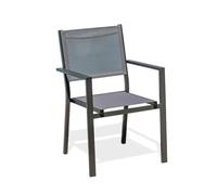 Fauteuil de jardin TOLEDE empilable en aluminium et textilène gris foncé DCB Garden