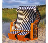 Fauteuil de plage de luxe XXL - Fauteuil de plage de luxe - en bois et polyrotin (bleu/blanc)