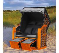 Fauteuil de plage LED XXL avec housse de protection, chaise longue de luxe pour jardin Ostsee + 4 coussins, tables pliantes, compartiments pour journaux - anthracite