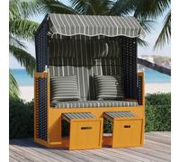 Fauteuil de plage The Living Store avec coussins, en rotin synthétique et bois massif, noir et gris