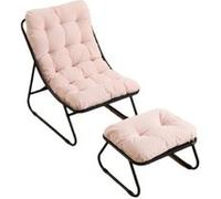 Fauteuil de plein air,OMOZUN,chaise longue,canapé-fauteuil,avec repose-pieds,pouvant servir de siège ou de chaise longue,aux lignes courbes et élégantes,structure métallique,rose Rose