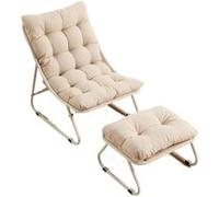 Fauteuil de plein air,OMOZUN,chaise longue,canapé-fauteuil,avec repose-pieds,pouvant servir de siège ou de chaise longue,aux lignes courbes et élégantes,structure métallique,beige Beige