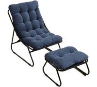 Fauteuil de plein air,OMOZUN,chaise longue,canapé-fauteuil,avec repose-pieds,pouvant servir de siège ou de chaise longue,aux lignes courbes et élégantes,structure métallique,bleu Bleu