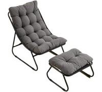 Fauteuil de plein air,OMOZUN,chaise longue,canapé-fauteuil,avec repose-pieds,pouvant servir de siège ou de chaise longue,aux lignes courbes et élégantes,structure métallique,gris Gris
