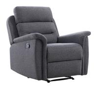 Fauteuil de Relaxation 1 place en Tissu Gris LÉON - Gris foncé - L87 x 94 x 100cm - LOUNGITUDE