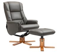 Fauteuil de relaxation avec repose-pied - HOMCOM - dossier à bascule - incinable - assise rembourrée - revêtement synthétique - gris