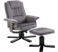 Fauteuil de relaxation CHARLES avec repose-pieds pouf siège pivotant dossier inclinable assise rembourrée relax, en velours gris Gris G