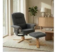 Fauteuil de relaxation CHARLY avec repose-pieds siège pivotant dossier inclinable assise rembourrée relax, en tissu gris anthracite