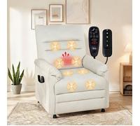Fauteuil de relaxation électrique chauffant et massant en velours crème - Crème Velours (100 polyester) 99 x 82 x 106 cm