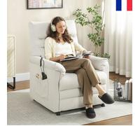 Fauteuil de Relaxation électrique chauffant,fauteuil releveur électrique massant en velour inclinable repose-pieds moteur silencieux