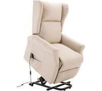 HomCom Fauteuil releveur électrique inclinable, repose-pied, télécommande, poche latérale, lin crème