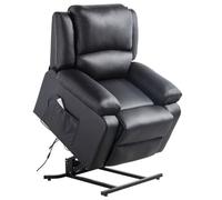 Fauteuil De Relaxation Electrique Releveur Et Massant En Simili LEO - Noir - L88 x 93 x 98cm - LOUNGITUDE