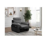 Fauteuil de relaxation électrique ROSS en tissu et simili - Noir/Gris - L101 x P100 x H102cm - LOUNGITUDE