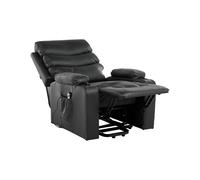 Fauteuil de Relaxation en Cuir PU Électrique avec Repose-Pieds Porte-Revues Noir