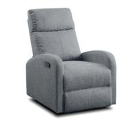 Fauteuil de relaxation inclinable manuel en tissu gris - Hauteur 95 x Longueur 95 x 97 cm