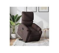 Fauteuil de relaxation, massage, inclinable électrique réglable tissu marron foncé