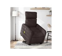 Fauteuil de relaxation, massage, inclinable électrique réglable tissu marron foncé