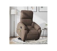 Fauteuil de relaxation, massage, inclinable électrique réglable tissu microfibre marron