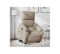 Fauteuil de relaxation, massage, inclinable électrique réglable tissu microfibre taupe