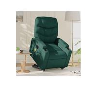 Fauteuil de relaxation, massage, inclinable électrique réglable tissu vert foncé