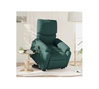 Fauteuil de relaxation, massage, inclinable électrique réglable tissu vert foncé