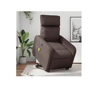 Fauteuil de relaxation, massage, inclinable électrique similicuir marron