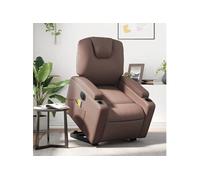 Fauteuil de relaxation, massage, inclinable électrique similicuir marron