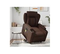 Fauteuil de relaxation, massage, inclinable électrique similicuir marron