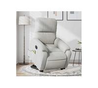 Fauteuil de relaxation, massage, inclinable électrique tissu microfibre gris clair