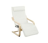 Fauteuil de relaxation massant chauffant style nordique repose-pieds ajustable bois crème