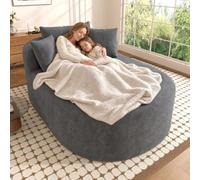 Fauteuil de relaxation ovale compressé en velours côtelé, sans montage, bon rebond, assise de 122 cm de profondeur, fauteuil simple minimaliste, couleur unie, fauteuil adapté aux animaux de compagnie