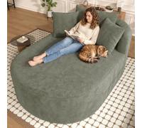Fauteuil de relaxation ovale compressé en velours côtelé, sans montage, bon rebond, assise de 122 cm de profondeur, fauteuil simple minimaliste, couleur unie, fauteuil adapté aux animaux de compagnie