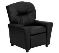 Fauteuil de relaxation pour enfants avec porte-gobelet, en cuir noir, vendu à l'unité