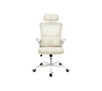 Fauteuil de réunion à dossier haut,OMOZUN fauteuil de bureau,respirant,confortable,à roulettes, solide et durable,beige
