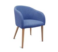Fauteuil de réunion et visiteur Adria en tissu bleu pieds bois