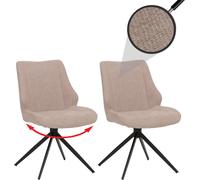 Mendler Lot 2 chaises salle à manger HWC-O48 – Chenille Öko‑Tex, pivotantes retour automatique, beige