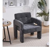 Fauteuil de Salon avec Accoudoirs Ergonomiques - TCQPZ - Assise Rembourrée, Lecture et Détente, Chenille Grise
