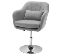 Fauteuil de salon - chaise relax - HOMCOM - coussins lombaires hauteur réglable pivotant 360° - piètement en métal chromé - gris