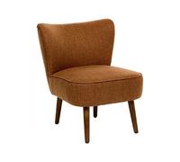 Fauteuil de salon crapaud scandinave avec pieds en bois, coloris ambre- Longueur 57 x Profondeur 69 x Hauteur 72,5 cm