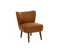 Fauteuil de salon crapaud scandinave avec pieds en bois, coloris ambre- Longueur 57 x Profondeur 69 x Hauteur 72,5 cm - -