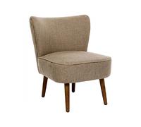 Fauteuil de salon crapaud scandinave avec pieds en bois, coloris beige - Longueur 57 x Profondeur 69 x Hauteur 72,5 cm