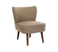 Fauteuil de salon crapaud scandinave avec pieds en bois, coloris beige - Longueur 57 x Profondeur 69 x Hauteur 72,5 cm