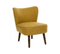 Fauteuil de salon crapaud scandinave avec pieds en bois, coloris ocre - Longueur 57 x Profondeur 69 x Hauteur 72,5 cm