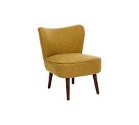 Fauteuil de salon crapaud scandinave avec pieds en bois, coloris ocre - Longueur 57 x Profondeur 69 x Hauteur 72,5 cm - -