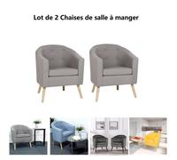 Fauteuil de salon design scandinave avec dossier capitonné - WILLONIN - Set de 2 - Gris clair - Tissu et mousse