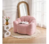 Fauteuil de salon en peluche - pouf poire coquille - coussins de sol - Rempli de Mousse HR - pour le salon/bureau/appartement - rose