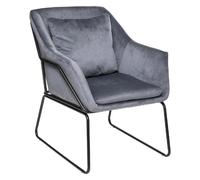 Fauteuil de salon en velours avec structure en fer - Gris galet