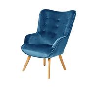 Fauteuil De Salon En Velours Bleu Canard Home Deco Factory