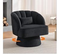 Fauteuil de salon,Fauteuil Confortable pivotant à 360 degrés en velours rembourré,Style Scandinave, pour Salon Chambre,Noir