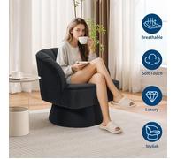 Fauteuil de salon, Fauteuil d'appoint moderne pivotant à 360 degrés en velours rembourré,Style Scandinave, pour Salon Chambre,Noir